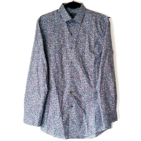 100% Cotton Bar III Slim Fit Button Down Shirt S Floral Stretch - Picture 1 of 5